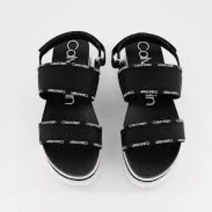 Calvin Klein Platform Sandals Foam Black White Size 10
